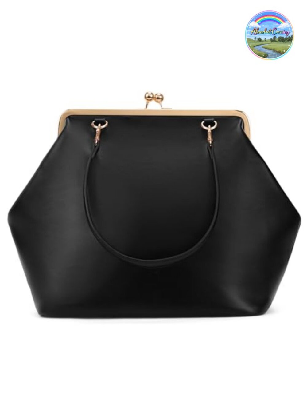 Large Women's Kiss Lock Bag PU Top Handle Handbags Kiss Clasp Shoulder Bags
